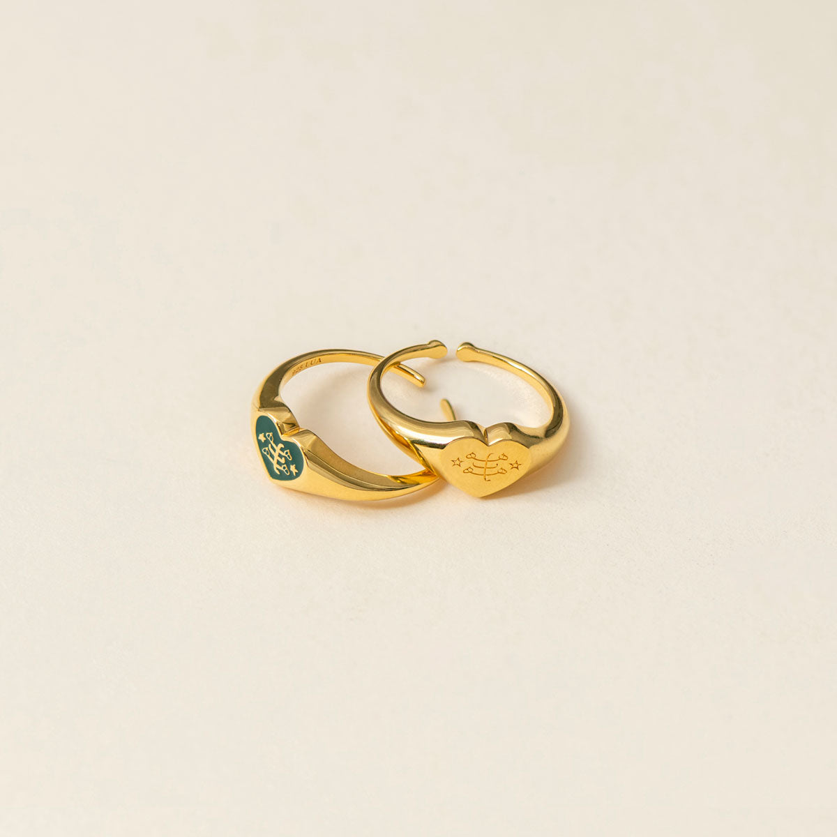 Love Heart Ringstone Ring Gold Vermeil