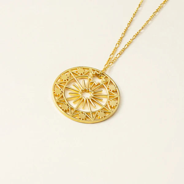 Celestial Medallion Necklace Sterling Silver