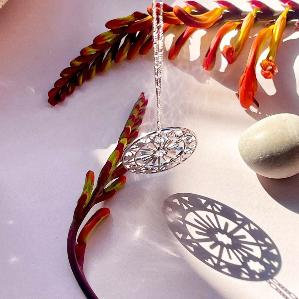 Celestial Medallion Necklace Sterling Silver