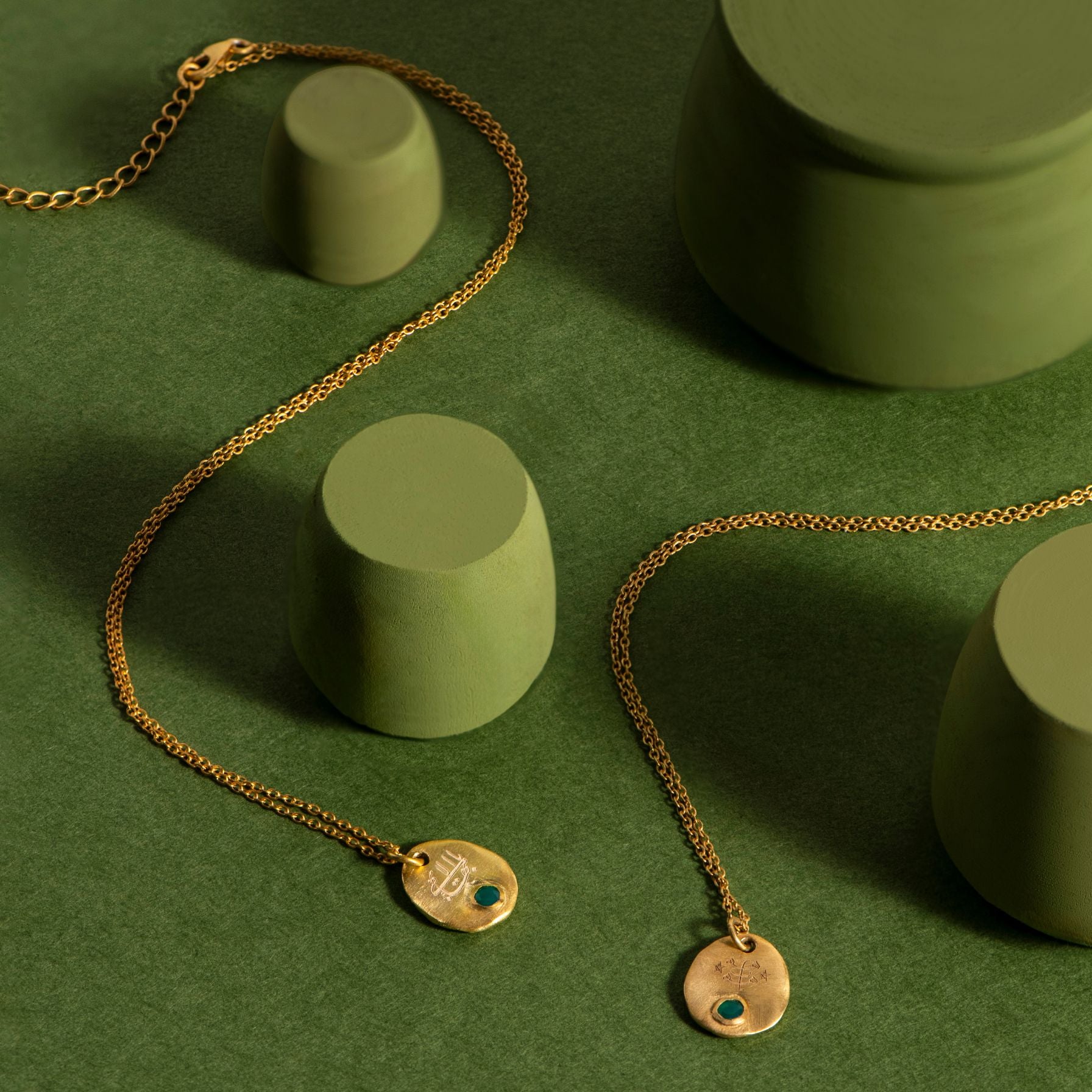 Oval Green Onyx Necklace Gold Vermeil — Greatest Name