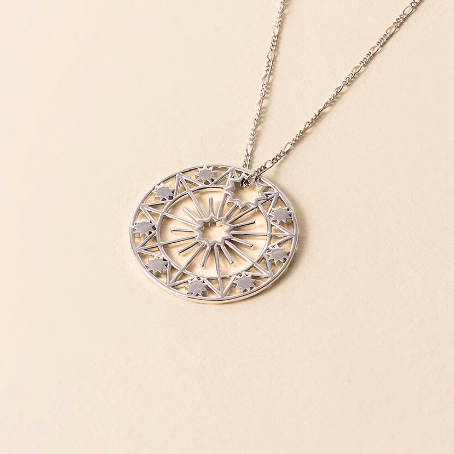 Celestial Medallion Necklace Sterling Silver