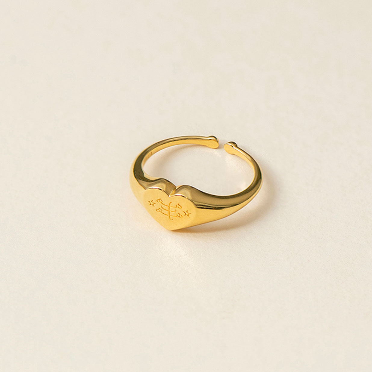 Love Heart Ringstone Ring Gold Vermeil