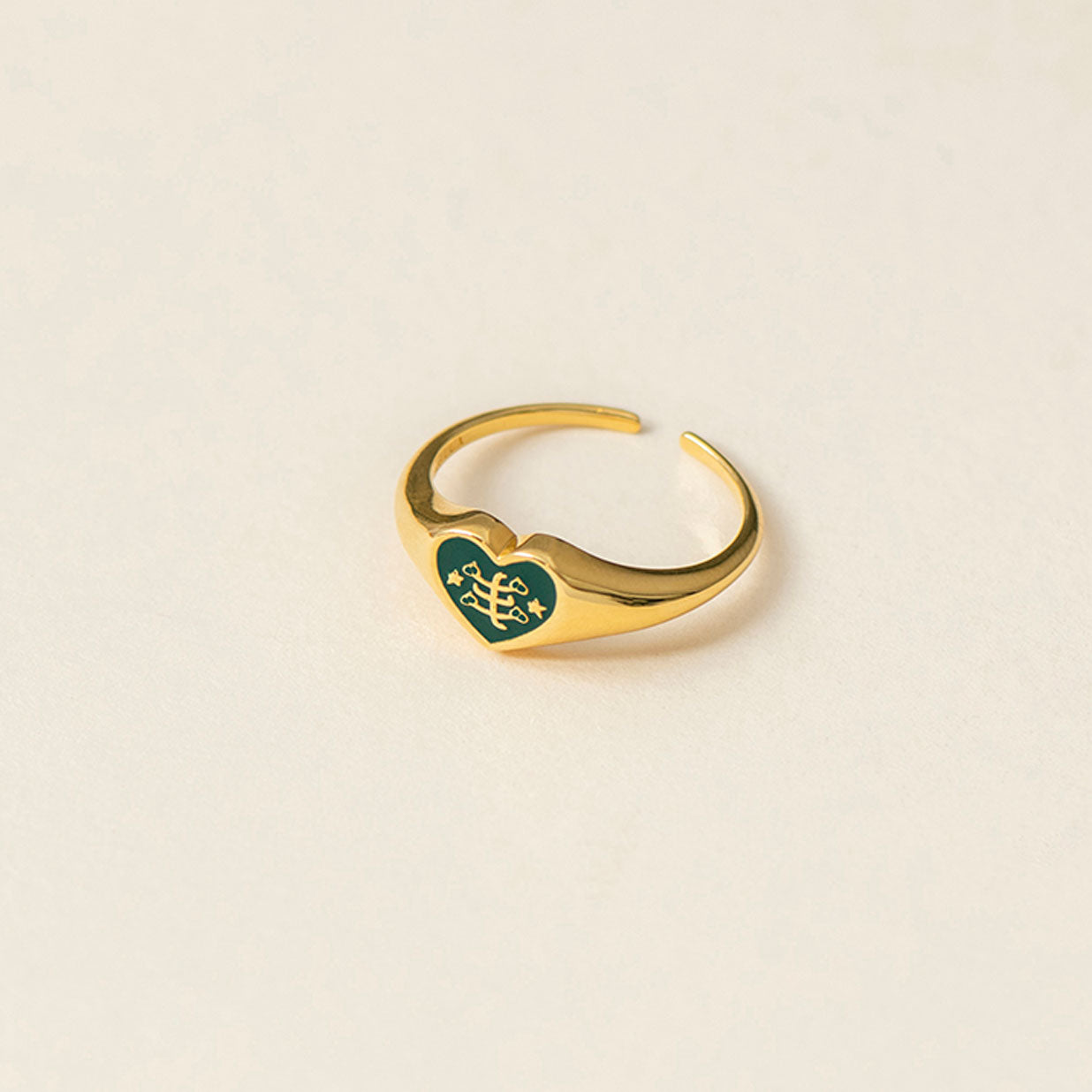 Love Heart Ringstone Ring Gold Vermeil
