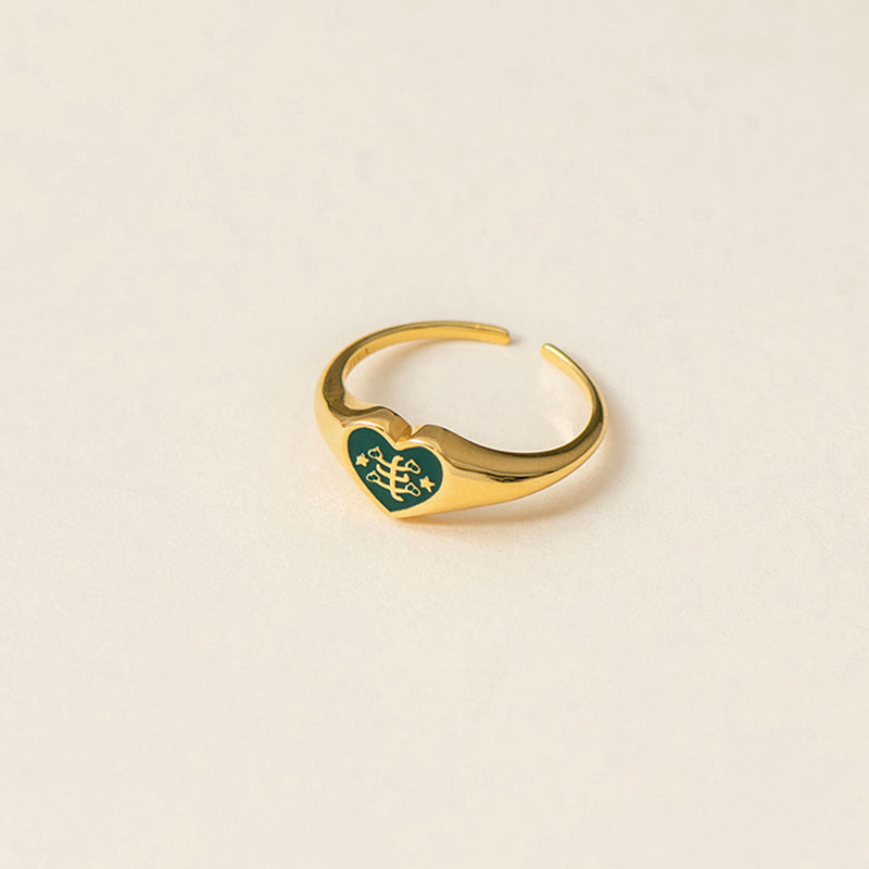 Love Heart Ringstone Ring Gold