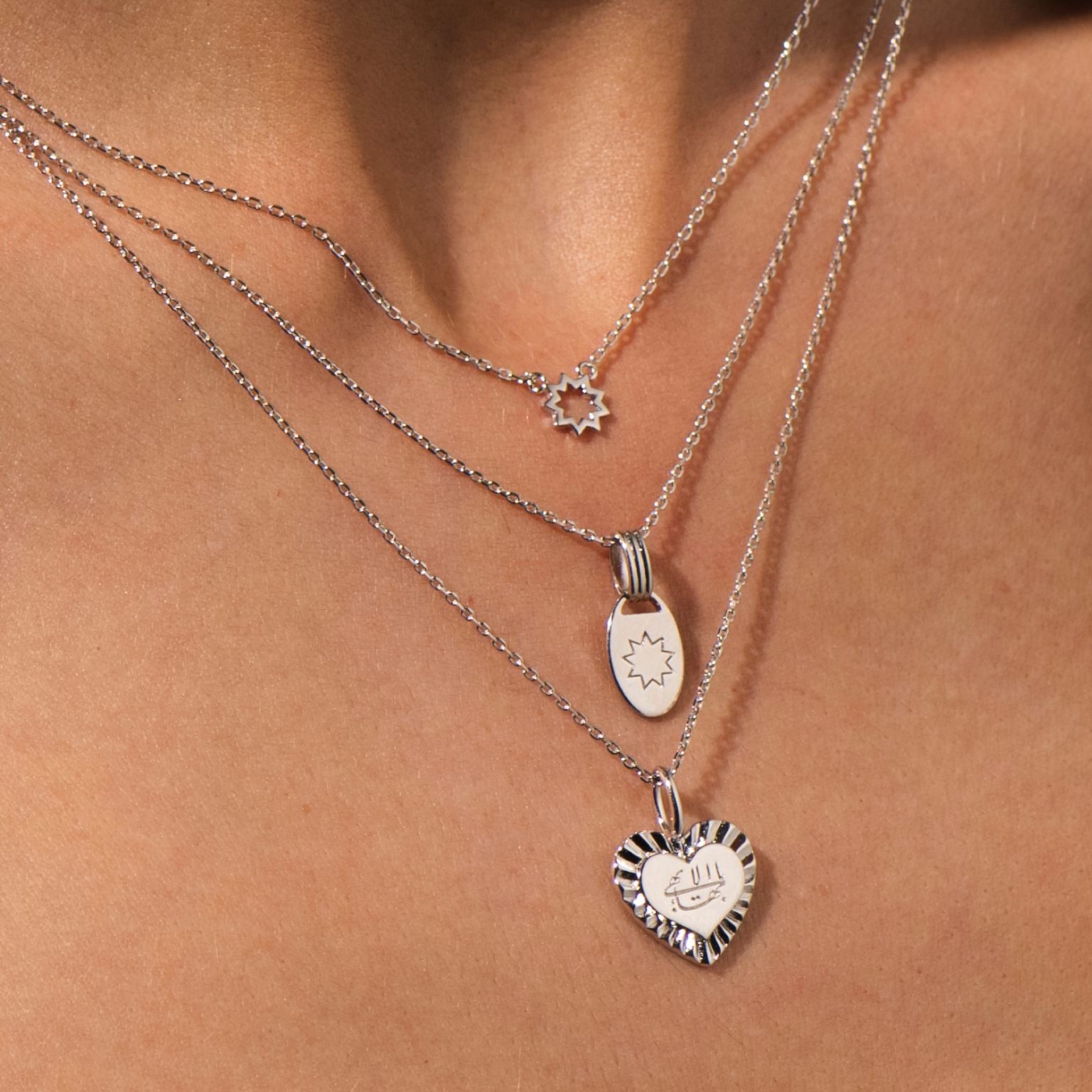Golden Love Heart Necklace Sterling Silver