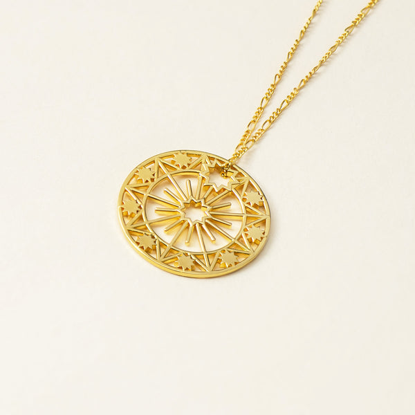 Celestial Medallion Necklace Gold