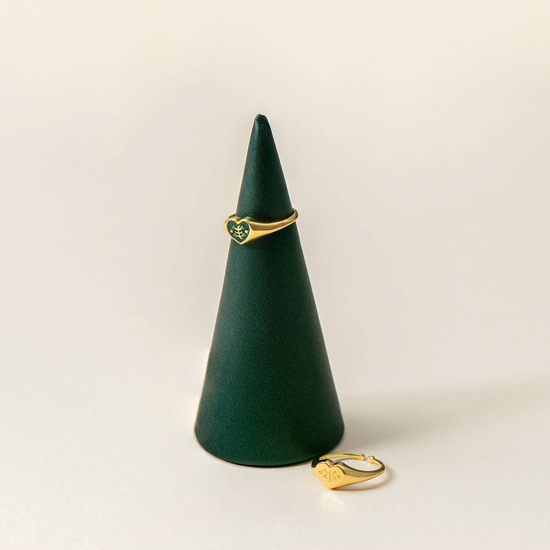 Love Heart Ringstone Ring Gold Vermeil