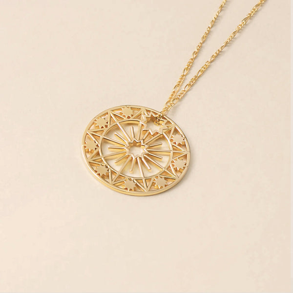 Celestial Medallion Necklace Gold Vermeil