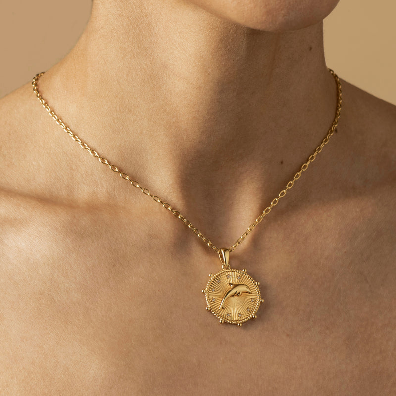 Dolphin Joyfulness Necklace Gold Vermeil