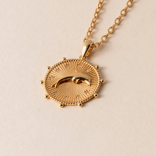 Dolphin Joyfulness Necklace Gold Vermeil