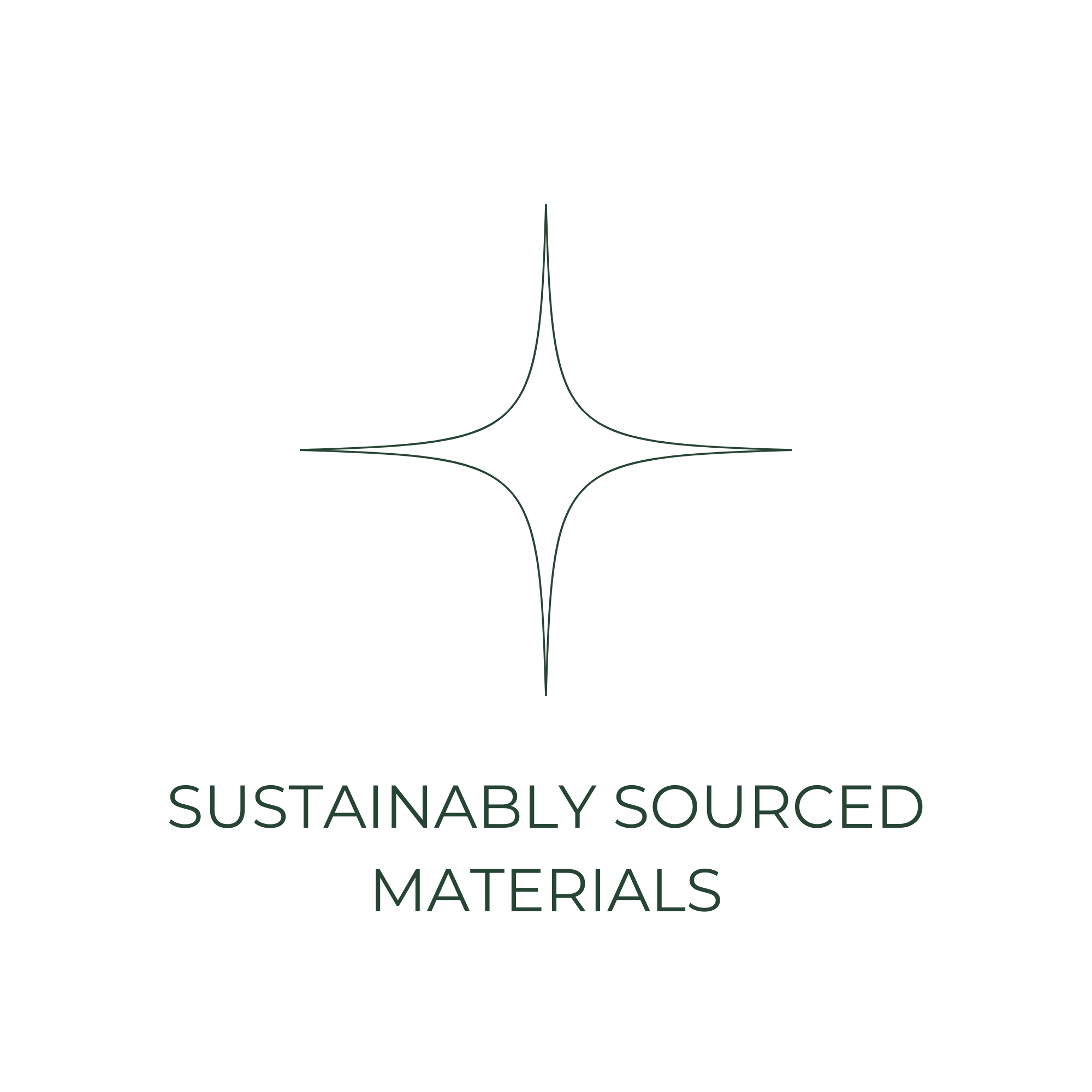 Logo with 'Sustainably Sourced Materials' text and abstract design on a white background