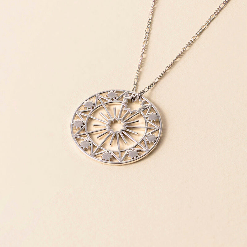 Celestial Medallion Necklace Silver