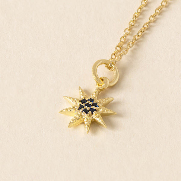 Gem Star Necklace Blue Sapphire Gold