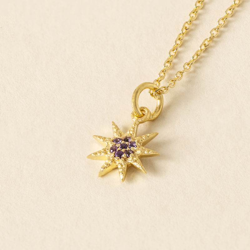 Gem Star Necklace Amethyst Gold