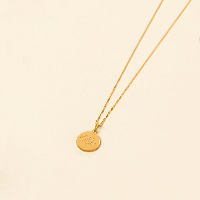 Shining Unity Necklace Ringstone Symbol  — Solid 14k Gold